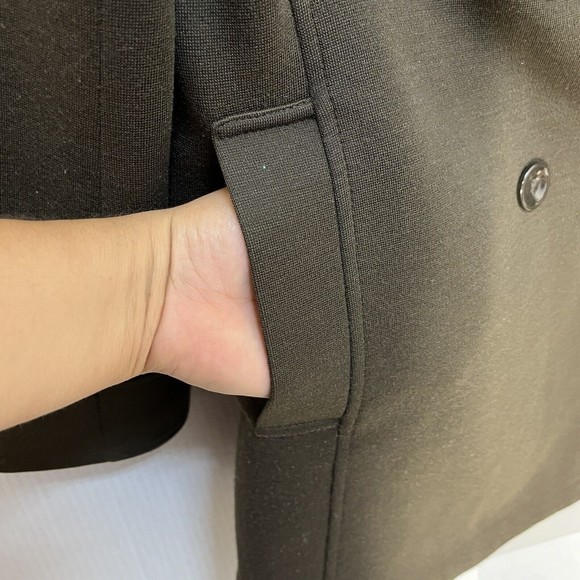 SISLEY WOMENS COAT SZ MEDIUM BROWN DOUBLE BREASTED LINED NOTCH LAPEL WOOL BLEND - Picture 4 of 12